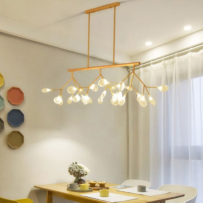 Gold Crystal Hanging Pendant Lights Contemporary style Linear Hanging Lamps for Dining Room