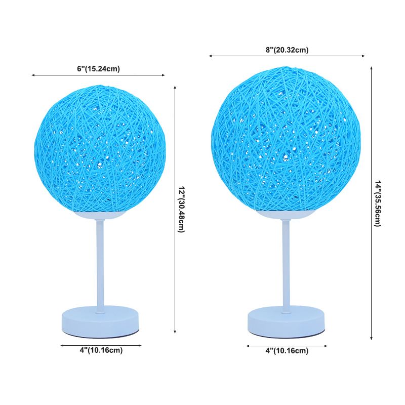 Macaron Table Lamp 1-Light LED Desk Light with Rattan Shade for Living Room