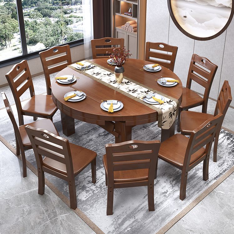 Contemporary Solid Wood Extendable Table Round Standard Dining Table for Kitchen