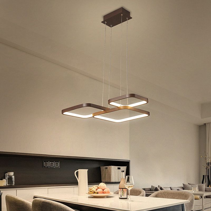Brown Aluminum Hanging Pendant Lights Modern Hanging Lamps for Living Room