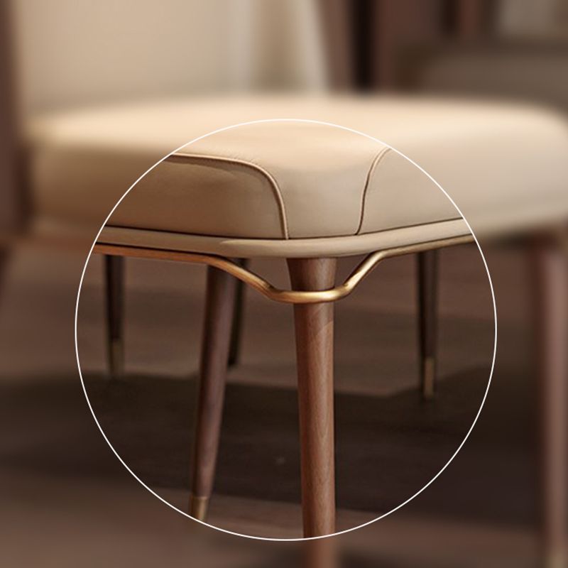 Glam Style Parsons Side Chair Leather Dining Chair with Wooden Legs