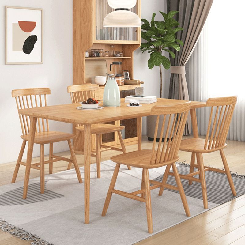 Modern Dining Set 1/2/5 Pcs Solid Wood Table with Cow Horn Chairs and Windsor Chairs