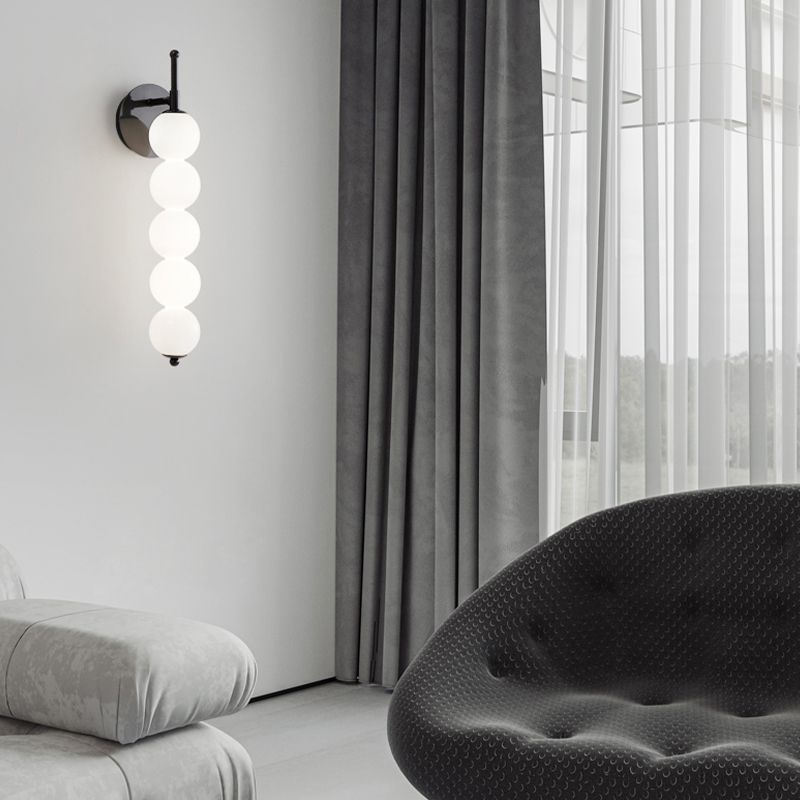 Contemporary Metal Ball Shape Wall Sconce with Glass Shade for Living Room