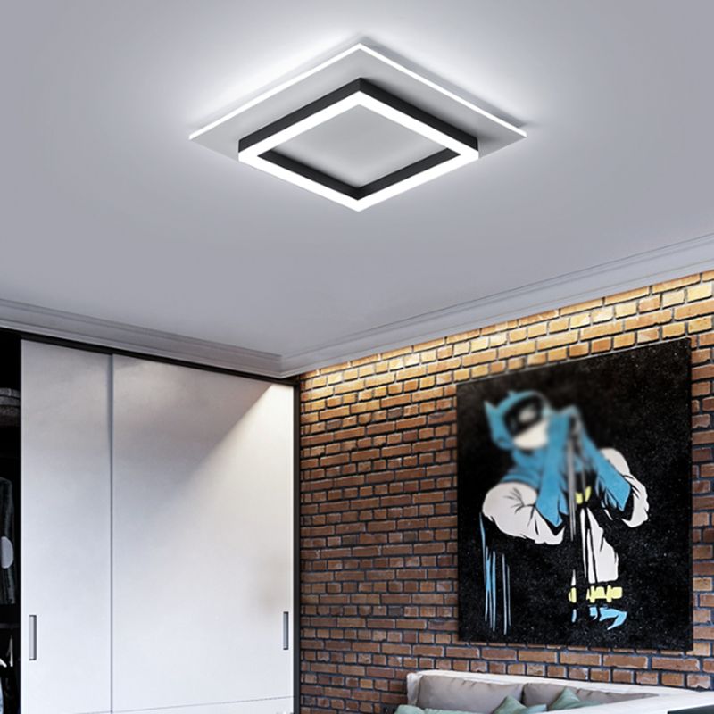 Square Flush Mount Modern Metal Flush Ceiling Light Fixture for Bedroom