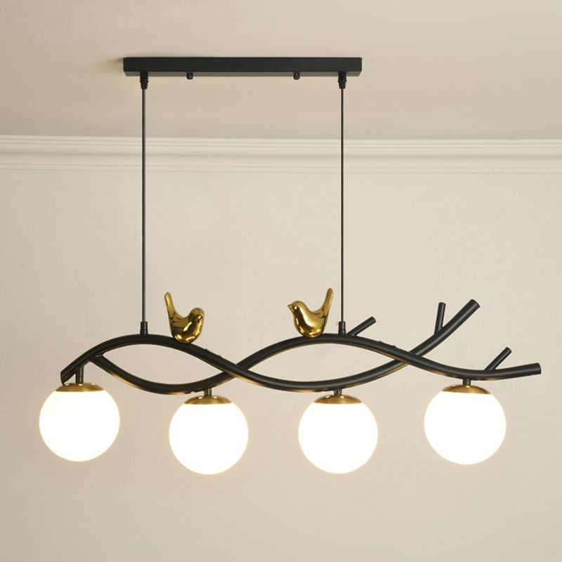 Industrial Kitchen Island Lighting Black Globe Shaded Ceiling Light for Home