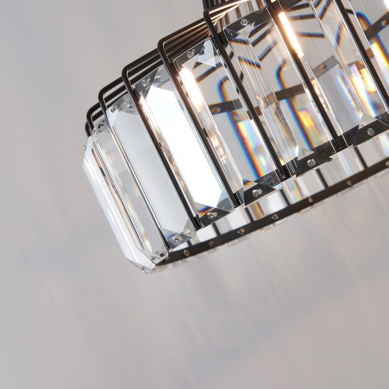 Luces colgantes de forma de tambor de cristal estilo moderno de 1 luces para sala de estar para sala de estar