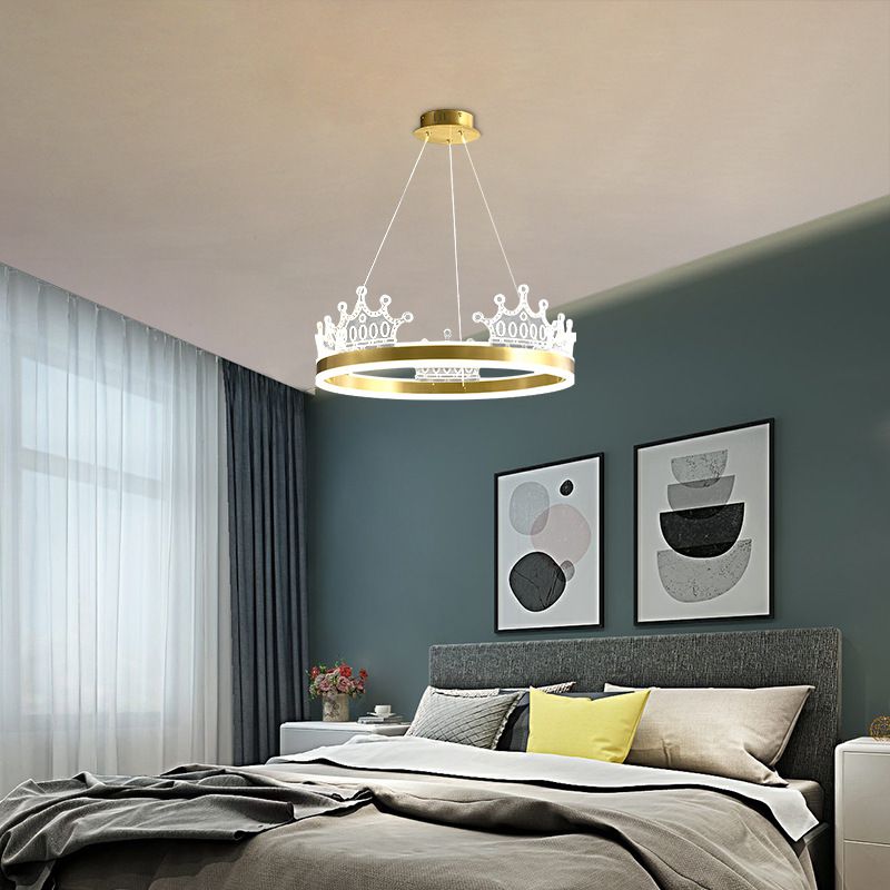 Postmoderner Kreis Kronleuchter Messing Kronleuchter Anhänger in Gold für Esszimmer