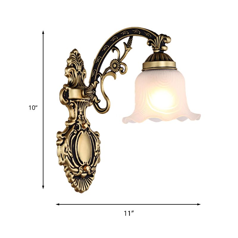 Messing/goldener überbackener Wandleuchte Retro weißer Glasschatten 1/2-Licht Wohnzimmer Wandlampe