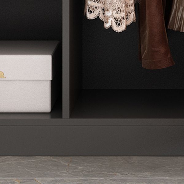 Modern Wooden Frame Wardrobe Freestanding Multifunctional Wardrobe Tempered Glass Doors