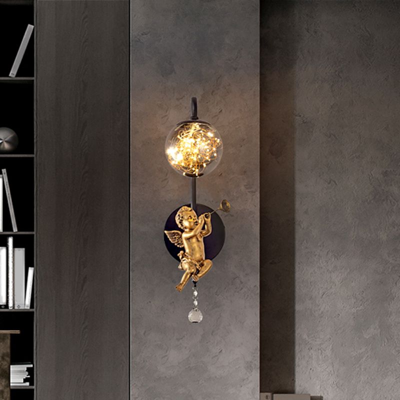 Lámpara esférica liviana nórdica estilo creativo de vidrio 1 apliques de luz con modelo de ángulo