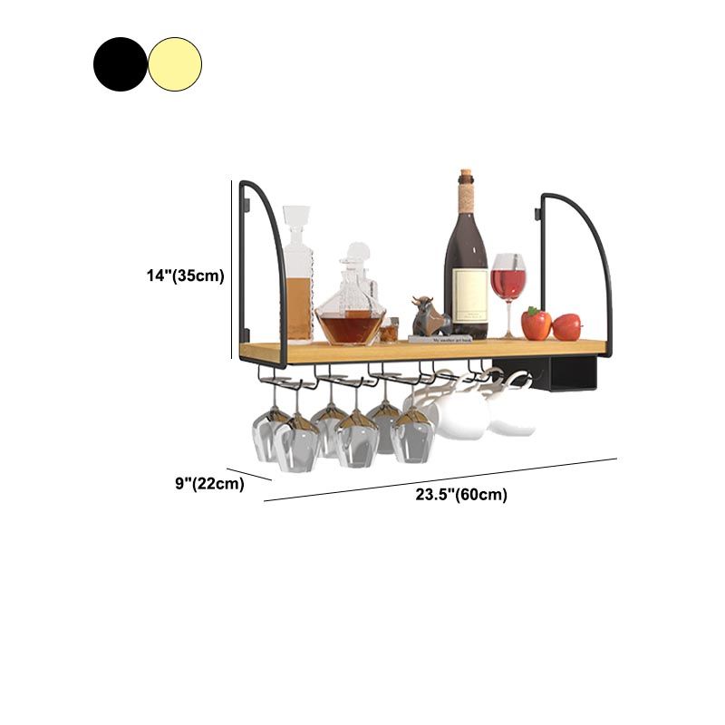 Wall Mounted Solid Wood Wine Bottle & Glass Rack Industrial Bottle Rack