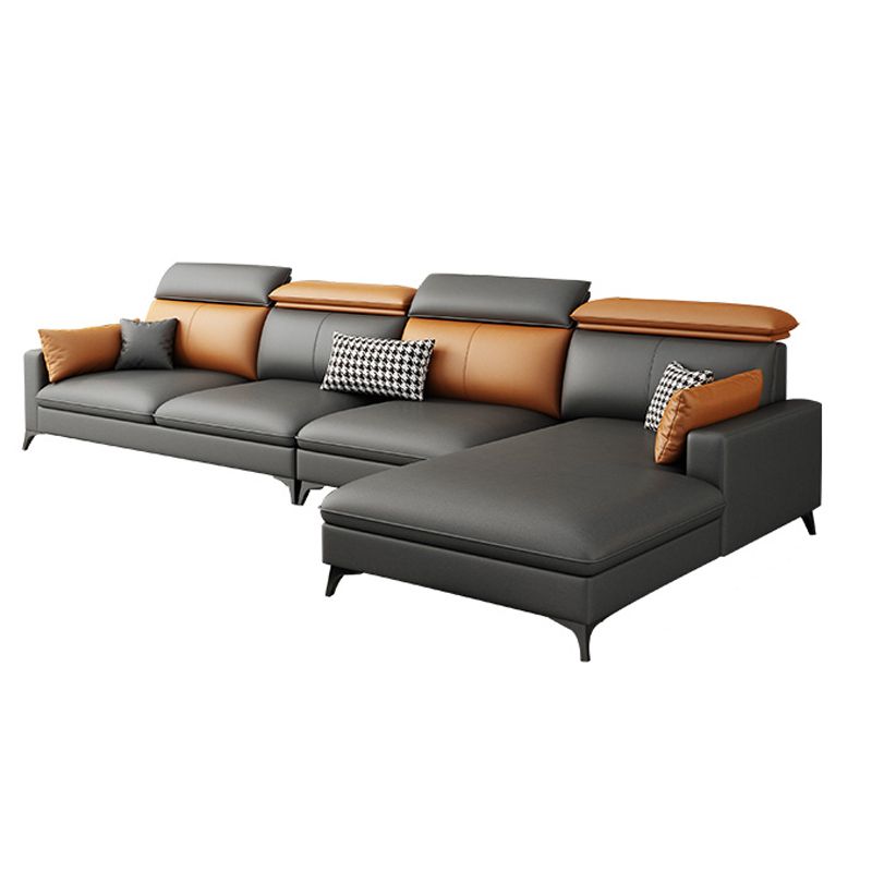 Contemporary 35.43 " H Faux Leather Square Arm Sofa & Chaise
