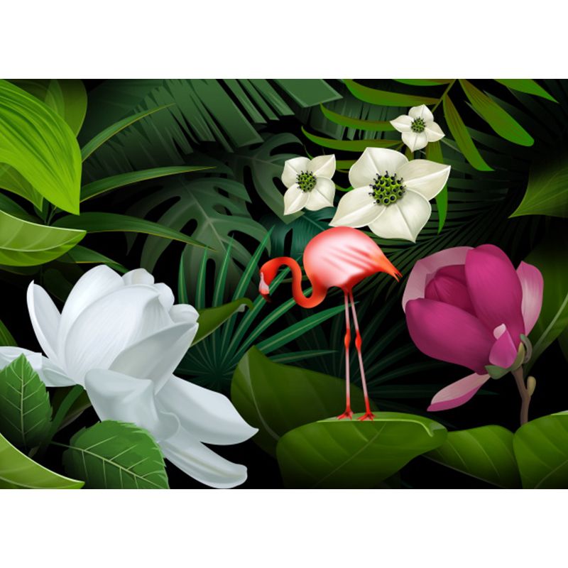 Tropicas Ducked Flamingo Mural Decal Green Wild Botanical Landscape Wall Covering