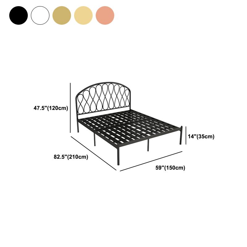 Open-Frame  Bed,47.24" H Arched Headboard Slat Bed with Metal Legs