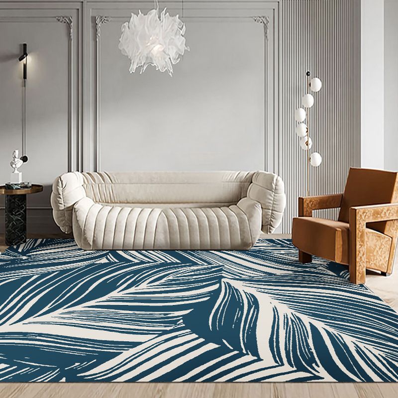 Gray Modern Rug Polyester Abstract Striped Rug Stain Resistant Rug for Home Decor