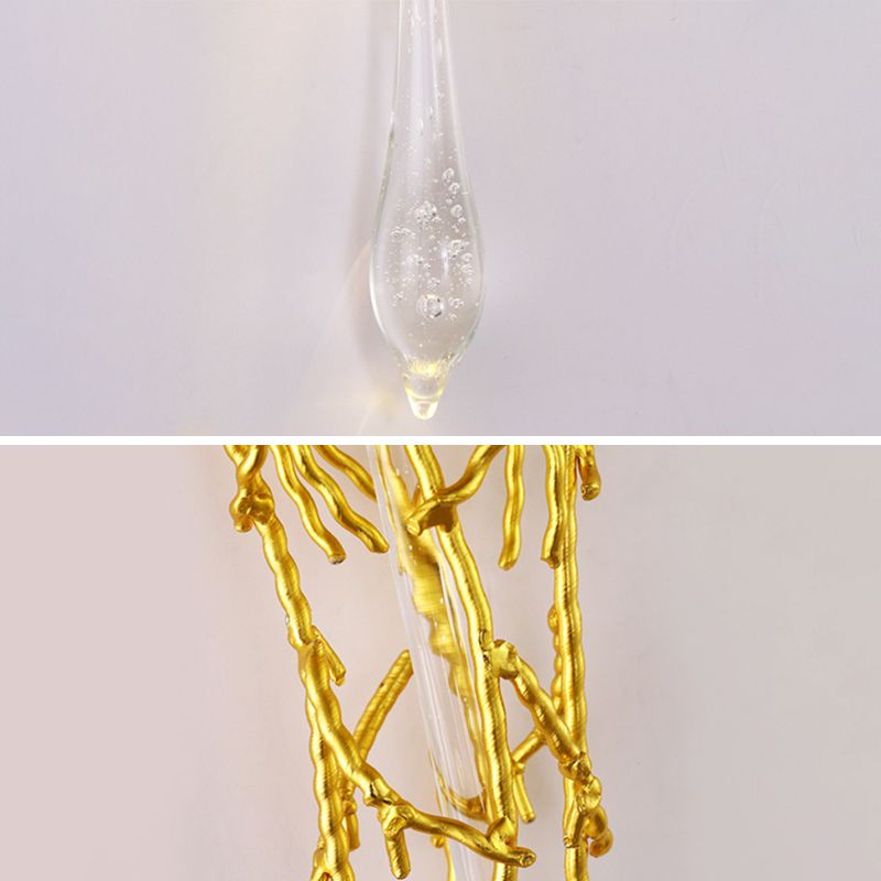 Crystal Droplet Wall Lamp Postmodern 1 Bulb Gold Plated Sconce Lighting for Stairs