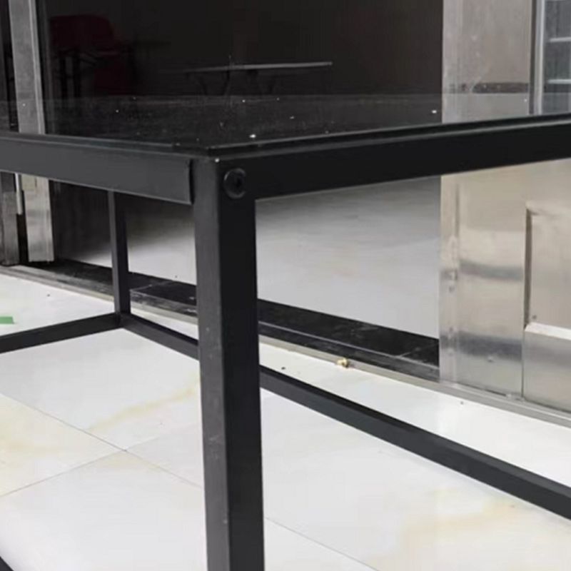 Modern Style Rectangular Glass Coffee Table 17.7-In H Metal Frame 1 Single Cocktail Table
