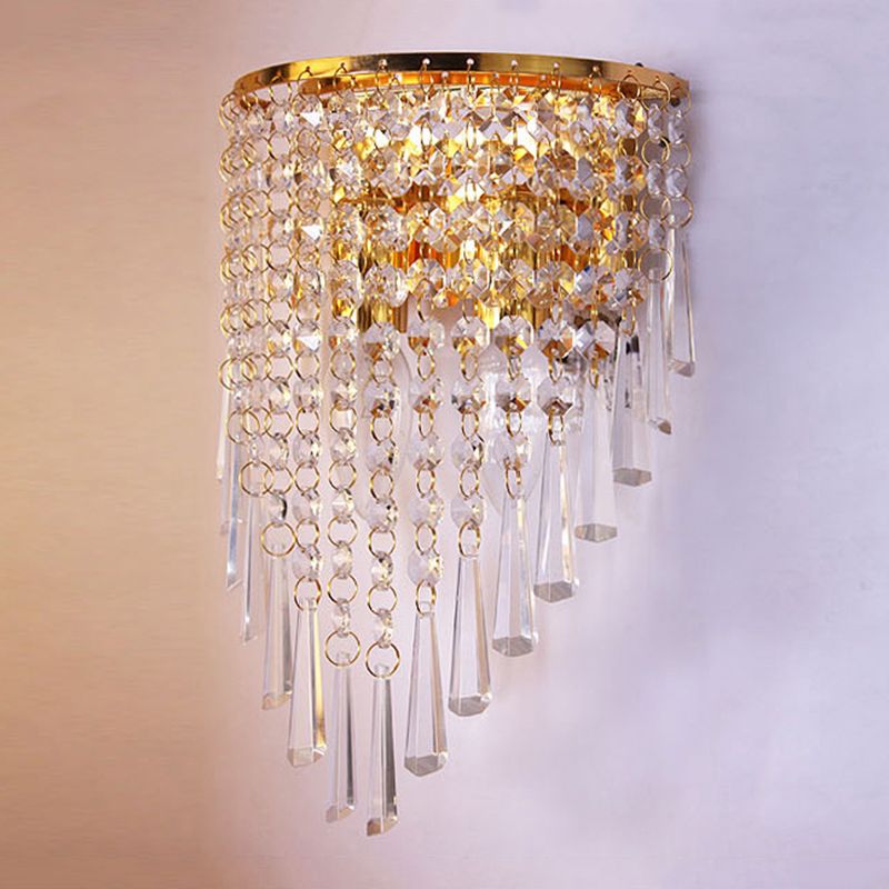 2-Light Unique Shape Wall Light Fixture Modern Crystal Wall Mounted Lighting