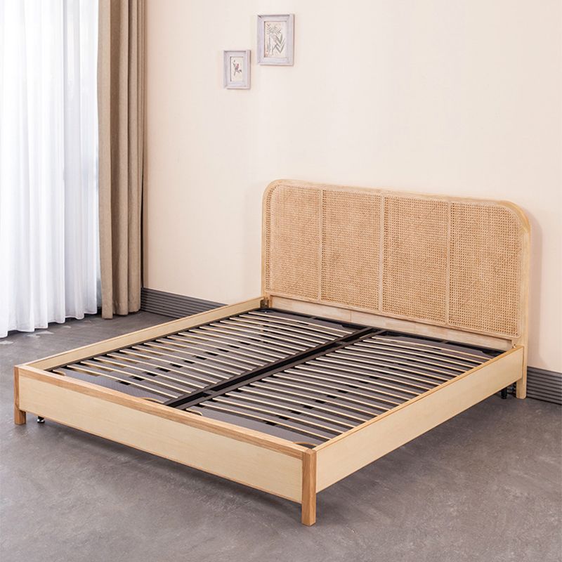 Solid Wood Panel Bed Tropical Standard Bed With Custom Gold Legs