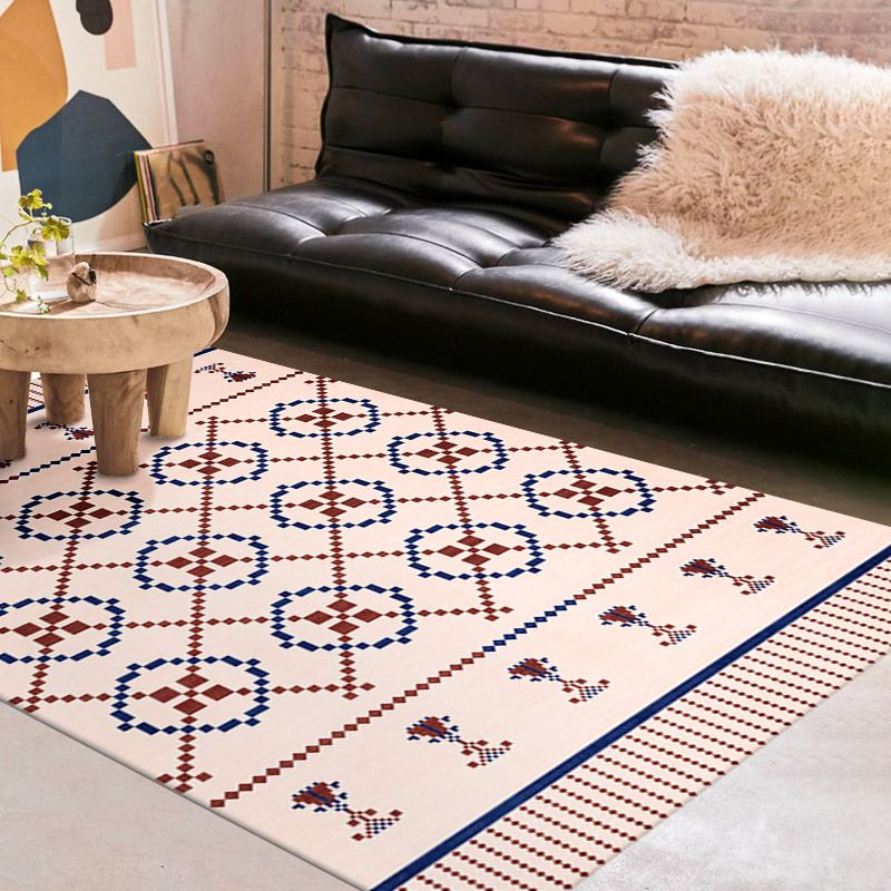 Bohemian Stripe Rug Polyester Indoor Rug Non-slip Area Carpet for Living Room