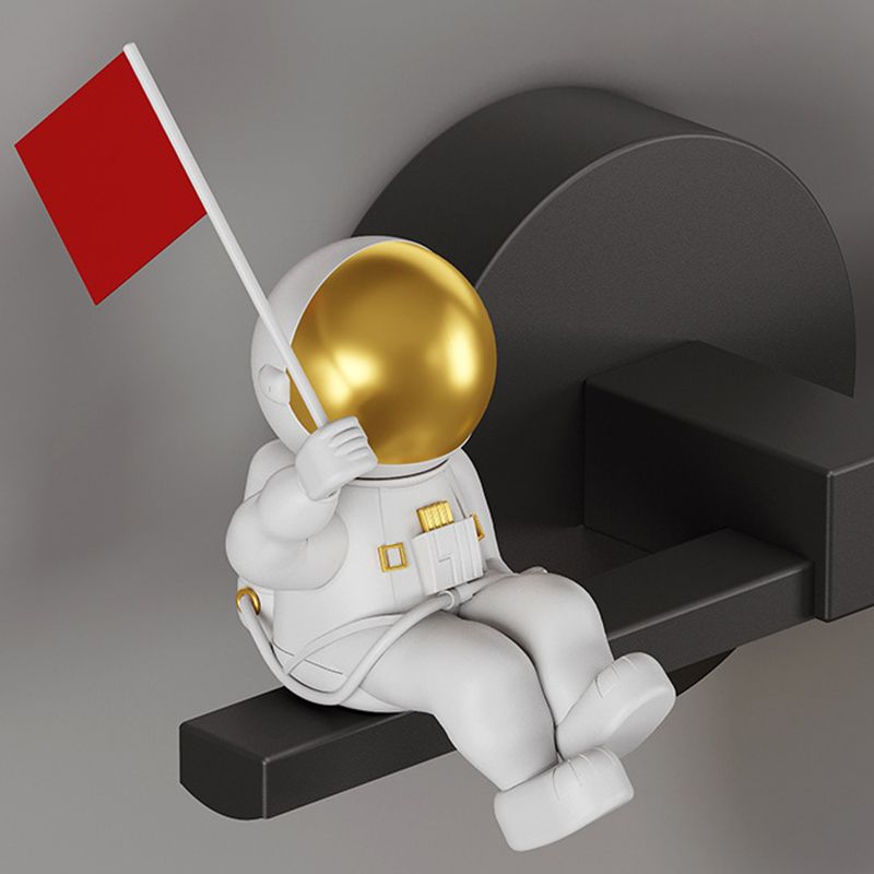 Kids Astronaut Wall Lamp Metal Sconce Lighting in Black and Gold for Bedroom