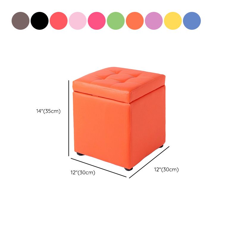 Tufted Pouf PU Leather Solid Square Water Resistant Cube Ottoman with Storage