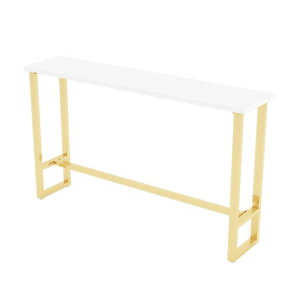 Glam 1/4 Pieces Bar Table Set Rectangle Stone Counter Table with High Stools