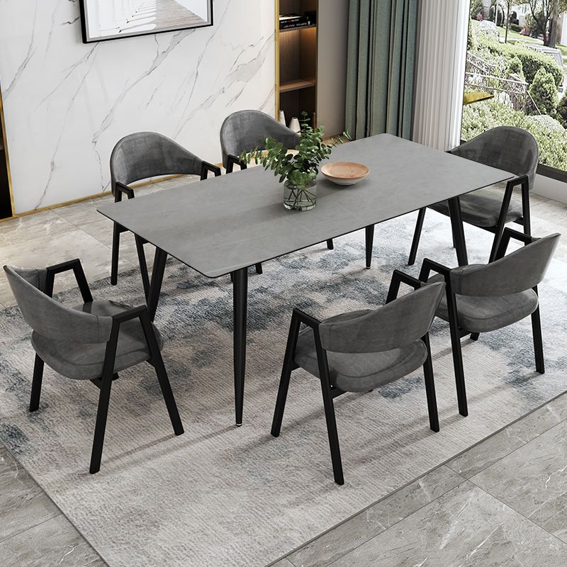 Eigentijdse stijl gesinterde stenen rechthoekige eettafel met 4 poten voor thuis