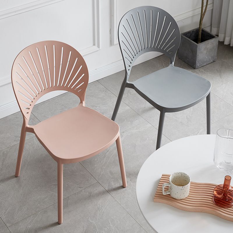 Contemporary Style Plastic Open Side Chair Colorful Stacking Dining Chairr for Home