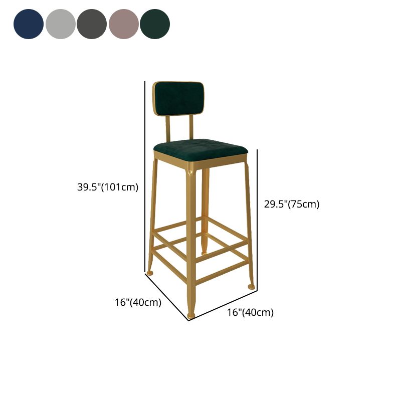 Glam Low Back Living Room Stool Matte Finish Velvet Counter Stool