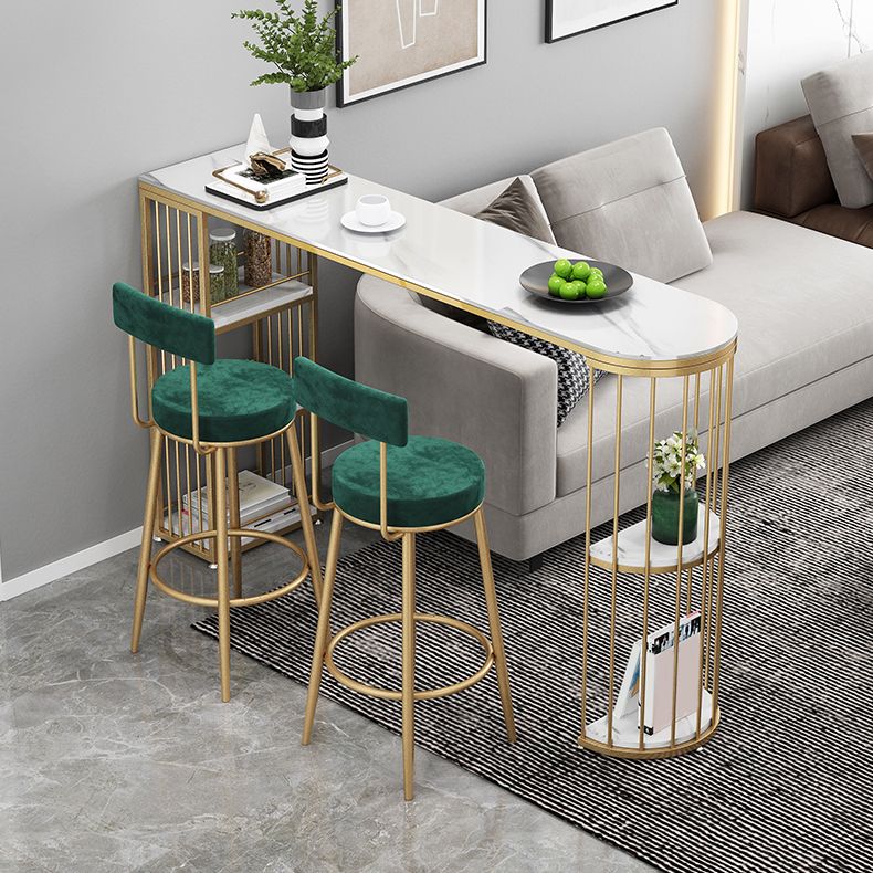 Glam Style Bar Set 1/2/3 Pieces Stone Bar table with Ladder Back Stools