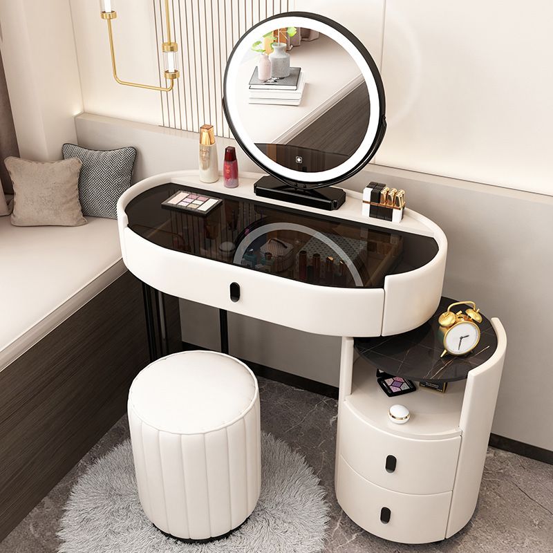 Mirrored Glass Makeup Counter Adjustable Mirror Vanity Dressing Table with Drawer