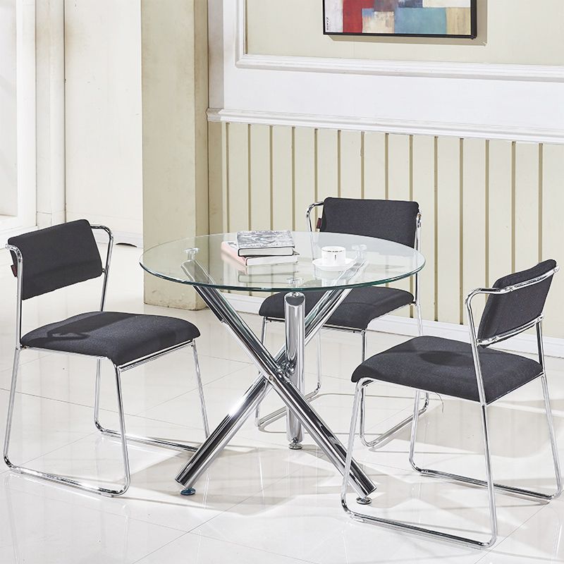 Ronde vorm transparant eettafel glazen tafel minimalistisch met 3 poten