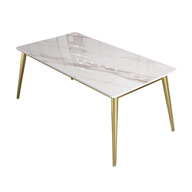 Slate and Metal Table Glam Style Minimalist Rectangular Dining Table