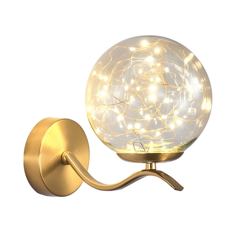 Globe Wrought Iron LED Wall Lamp in Modern Creative Style Glass Wall Light for Interior Spaces