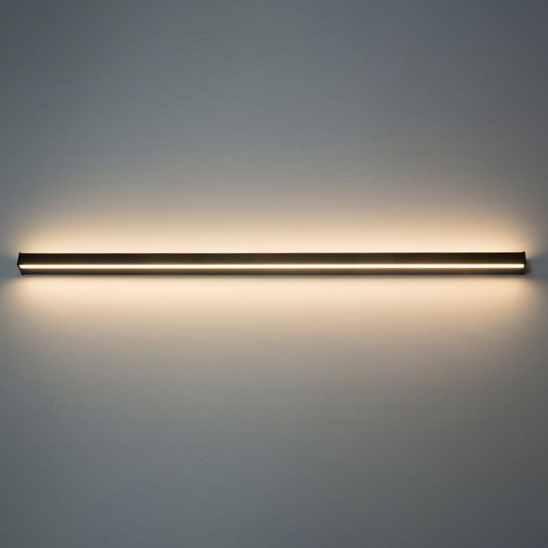 Modern Metal Wall Sconce Linear Shape Vanity Lamp with Plastic Shade for Bathroom