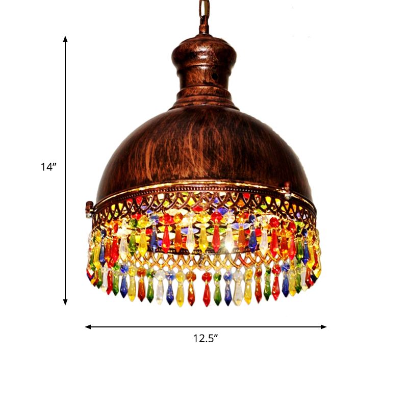 Art Deco Bowl Chandelier Lighting 3 Bulbs Metal Ceiling Suspension Lamp in Brass for Living Room