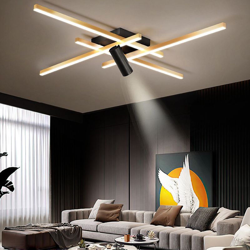 Modern Gold Semi Flush Ceiling Spotlight  LED Track Light Fixture for Dinning Room