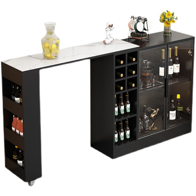 Rectangle Counter Height Table Modern Bar Dining Table with Shelves