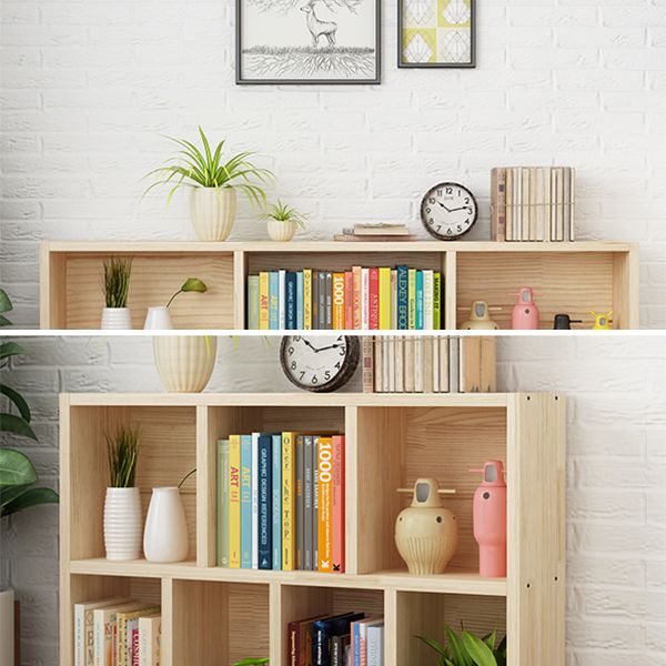 Natural Pine Wood Standard Bookshelf Modern Closed Back Bookcase for Classroom