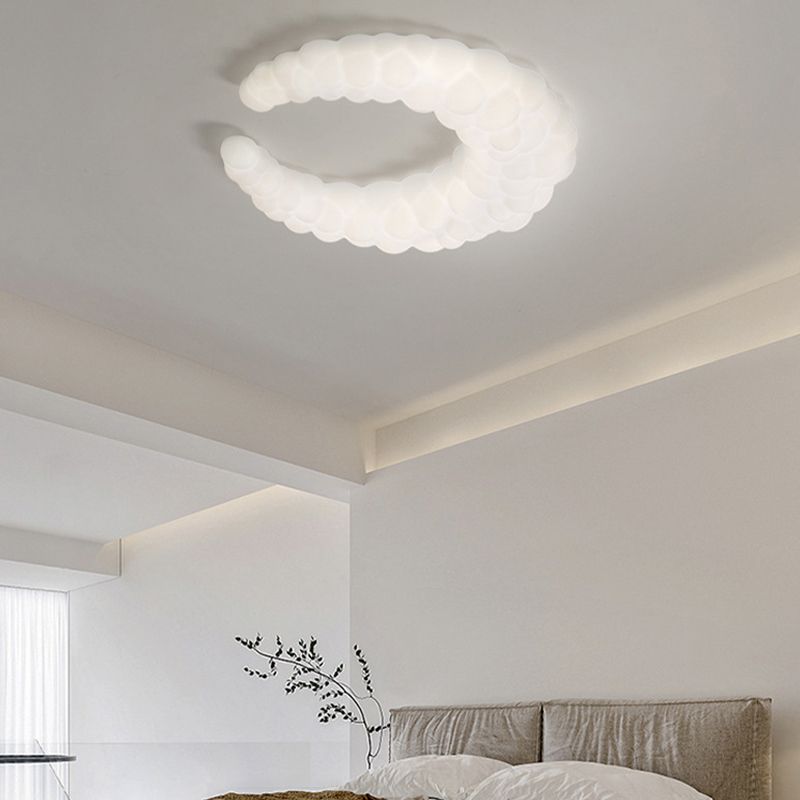 Crescent LED Flush Mount Acrylic Contemporary Ceiling Flush in Ivory White
