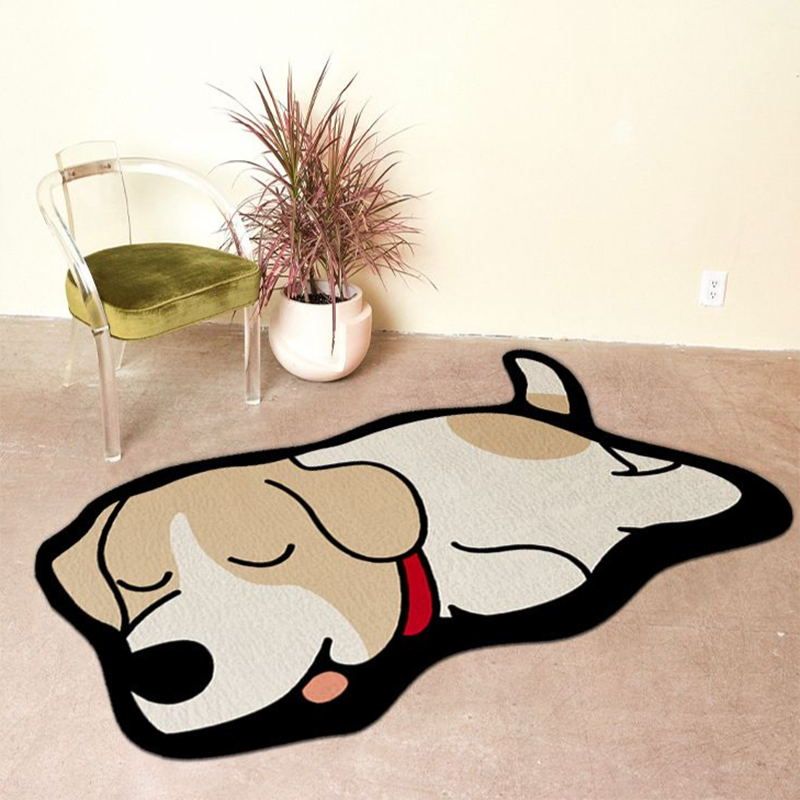 Orange Indoor Room Carpet Casual Animal Area Carpet Polyester Anti-Split Backing Rug