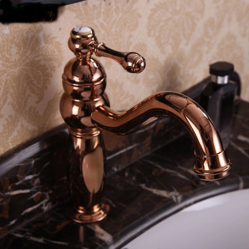 Traditional Centerset Faucet Lever Handles Gooseneck Arc Solid Brass Faucet