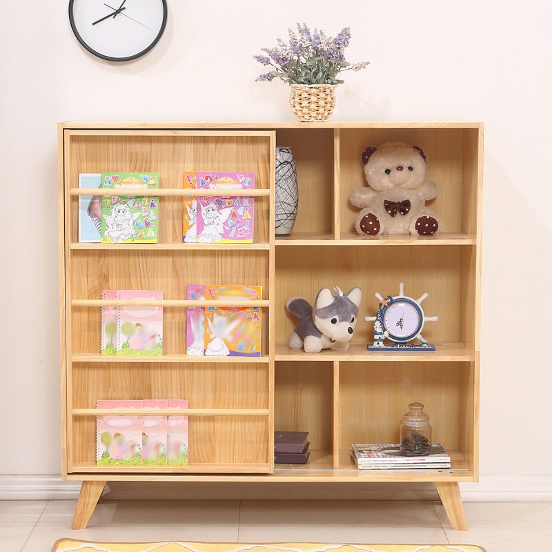 Scandinavian Closed Back Bookshelf Freestanding Book Shelf with 1 Door