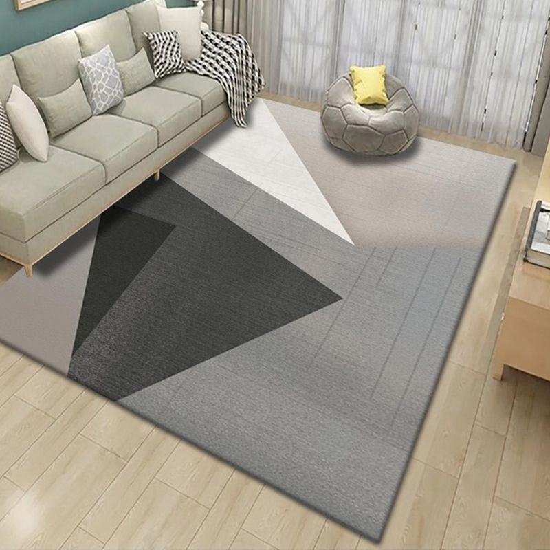 Pink Striped Rug Polyester Modern Rug Stain Resistant Rug for Living Room