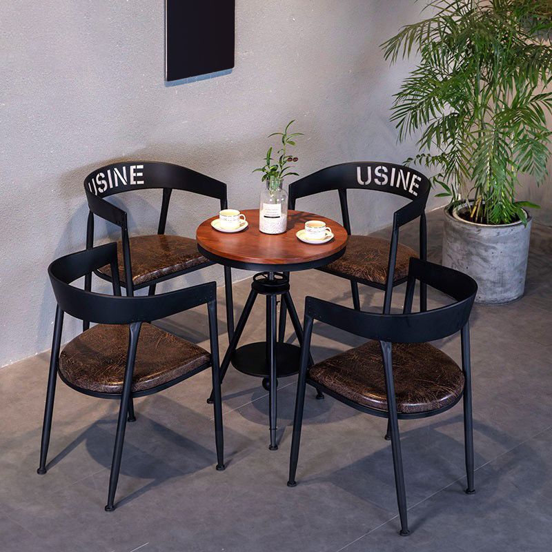 Chaise de salle à manger industrielle chaise arrière ouverte avec 4 jambes en métal noir pour usage domestique