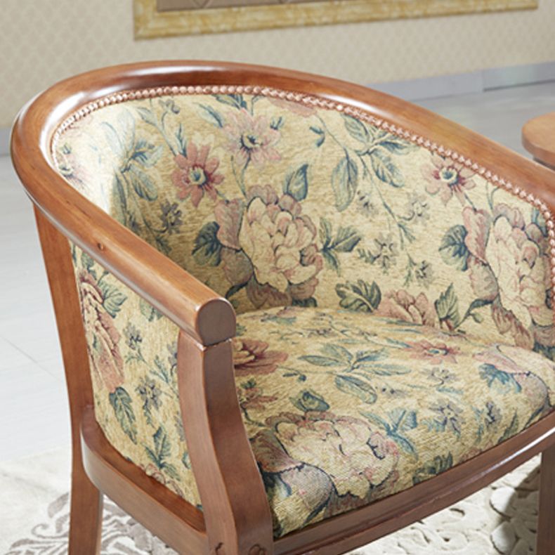 Fabric Arm Chairs Traditional Kitchen Dining Chair with Wood Legs