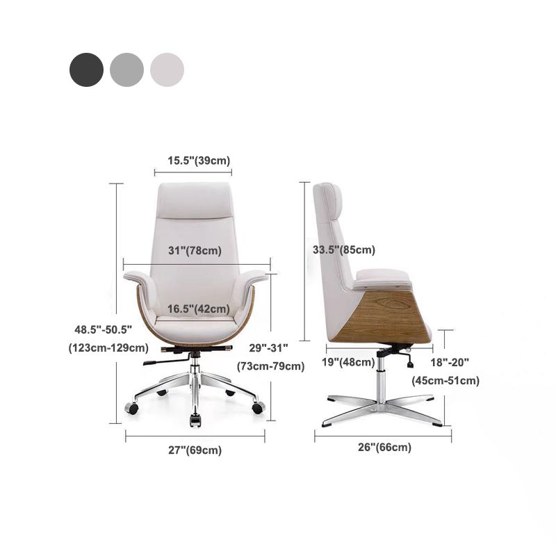 Modern Armless Swivel Chair with Chrome Frame Executive Height-adjustable Office Chair