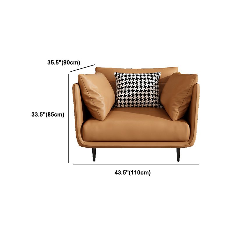 Modern Style with Back Armrest and Pillow Back with Foam Seat Filling Orange Sofa