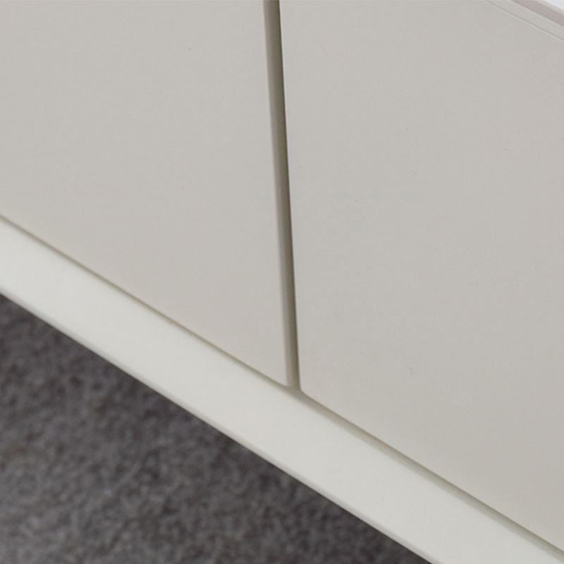 Glam Rectangle White Coffee Table with 4 Drawers and 4 Metal Legs
